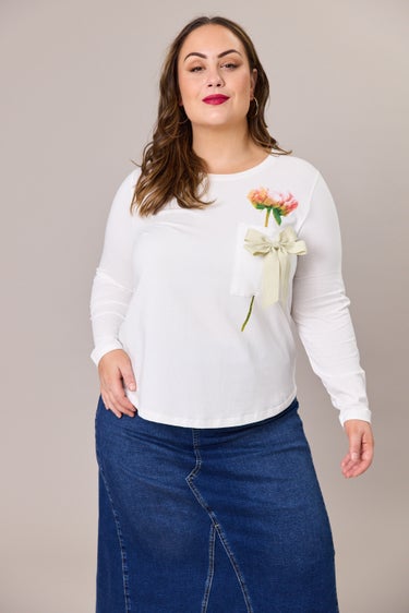 Rose Bow Pocket Tee