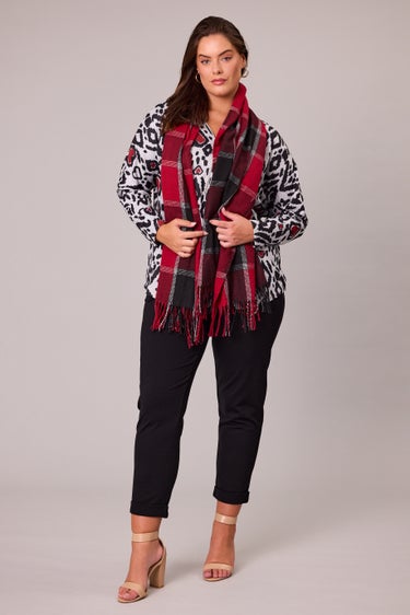 Print Zip Neck Marle Top